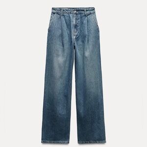 Zara pleated denim trousers
